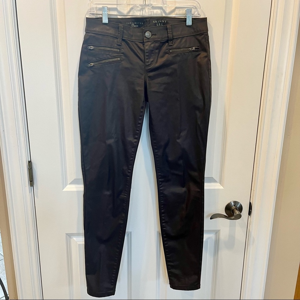 Women’s SZ 4L THE LIMITED Denim SKINNY LEG 678 Brown Faux Leather Jeans